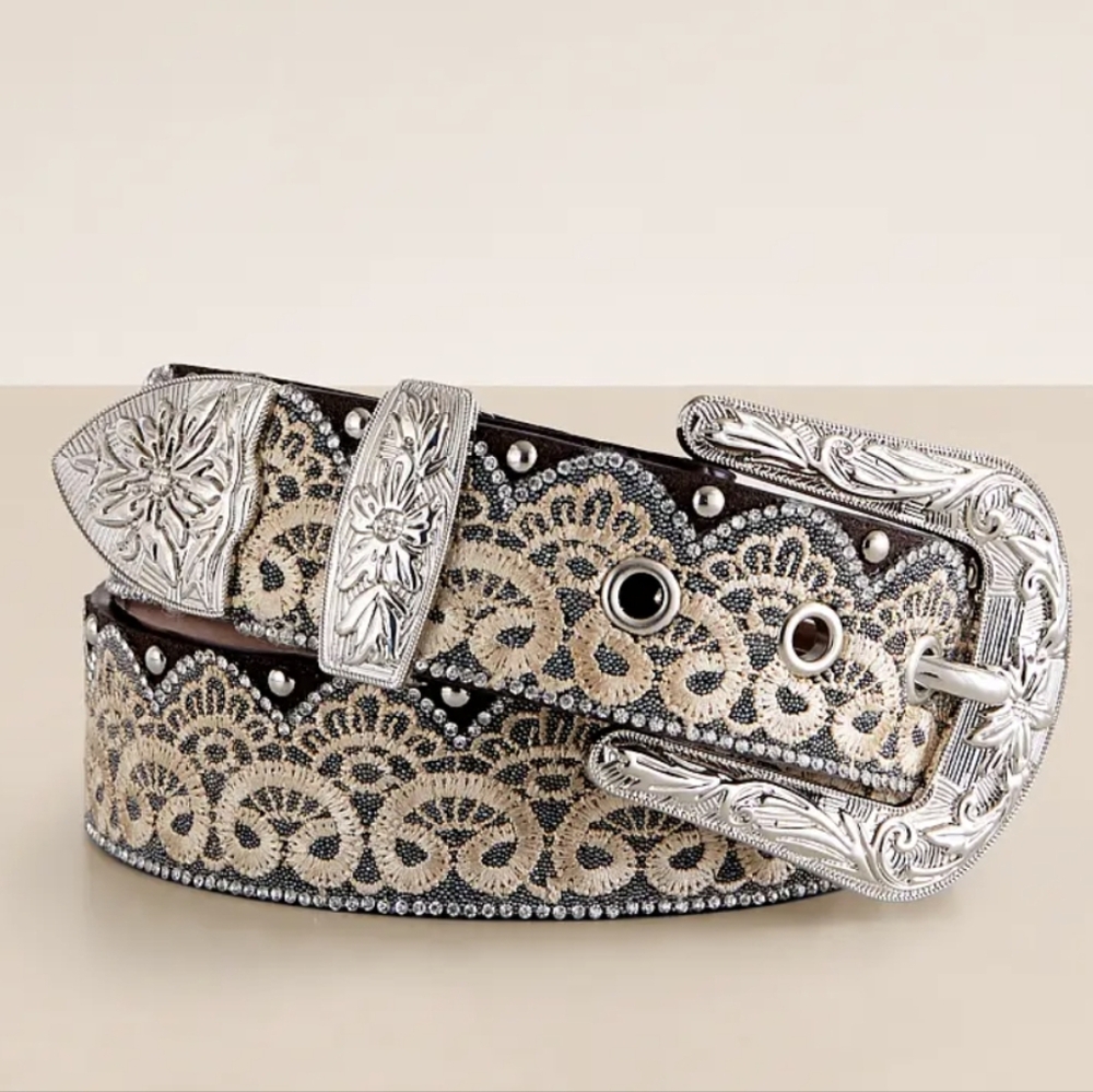 Angel Ranch Lace Glitz Leather Belt